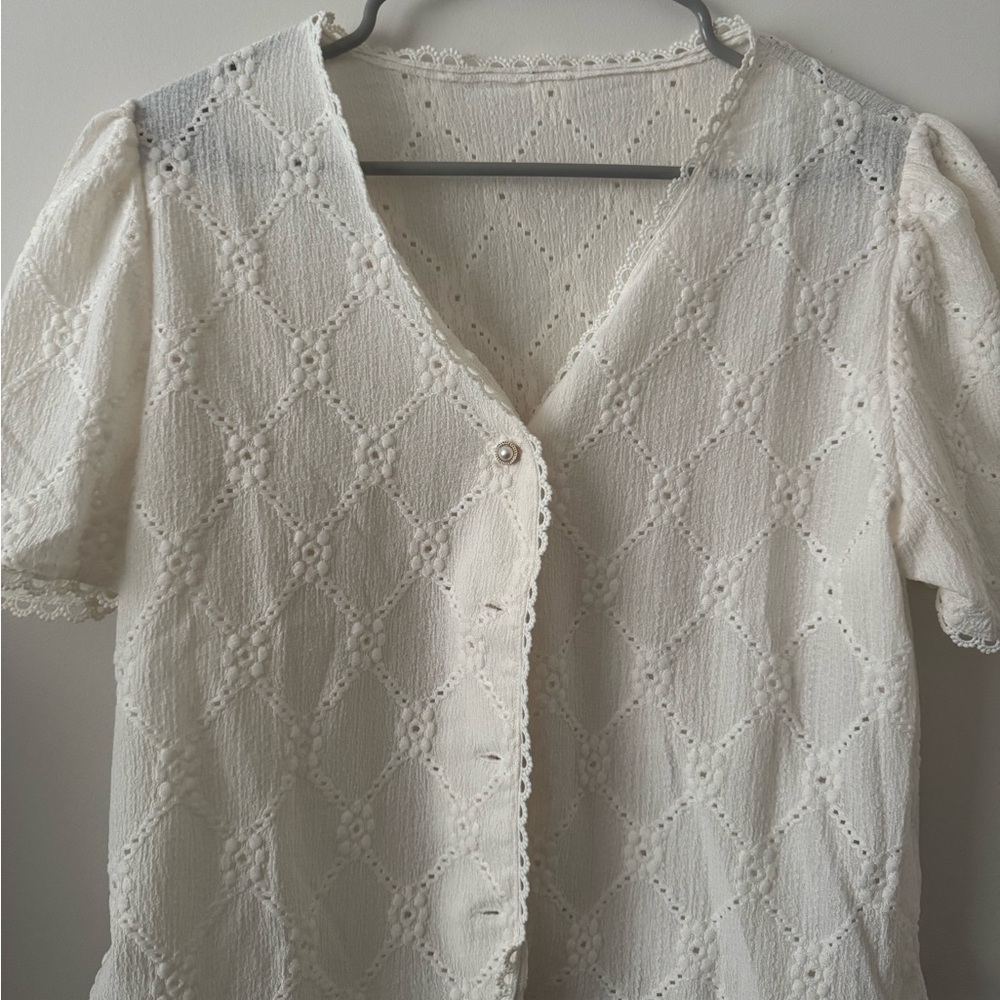 White Crochet Top